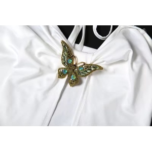Rochie lungă sexy cu decupaje și crăpătură pe picior, alb #ZZ1081 - Img 8