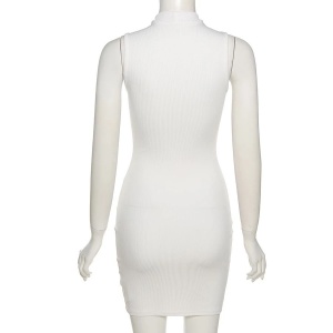 Rochie scurta sexy, elastica, reiata, alb #ZZ1978 - Img 5