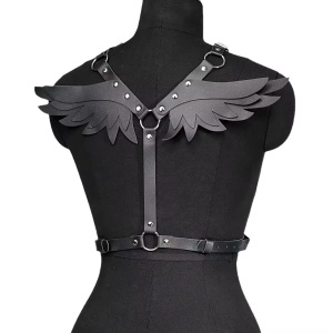 Set accesorii sexy tip ham din piele ecologica, pentru bust, spate, talie si posterior, negru, 2 piese #ZZ4223 - Img 3