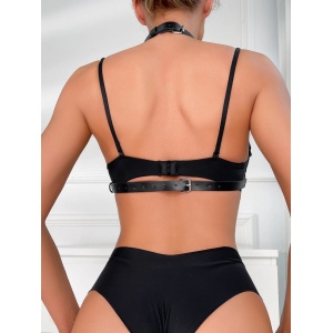 Set accesorii sexy tip ham din piele ecologica pentru bust, talie si picioare, negru, 2 piese #ZZ4903 - Img 6
