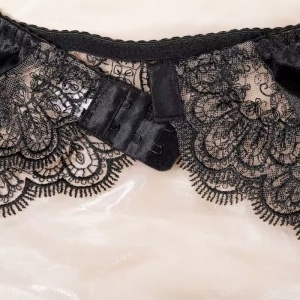 Set lenjerie intima sexy din dantela brodata cu portjartir, negru, 3 piese #ZZ4288 - Img 12