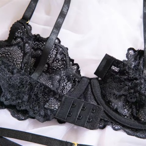 Set lenjerie intima sexy din dantela, negru, 4 piese#ZZ4146 - Img 12