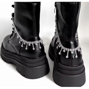 Accesoriu lant cu cristale pentru incaltaminte, 1 buc, argintiu #ZZ4530 - Img 3