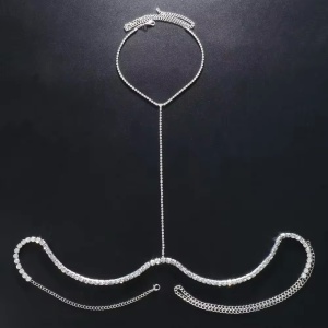 Body chain cu cristale pentru decolteu, argintiu #ZZ4550 - Img 5