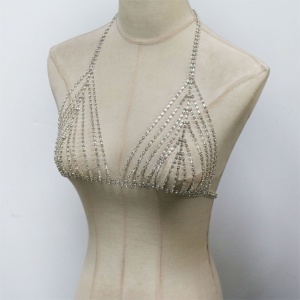 Body chain sexy tip sutien cu cristale transparente, argintiu #ZZ4575 - Img 6