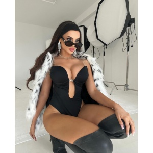 Body sexy pentru tinute cu spatele gol, cu decolteu adanc si bretele din silicon, negru #ZZ4392 - Img 12