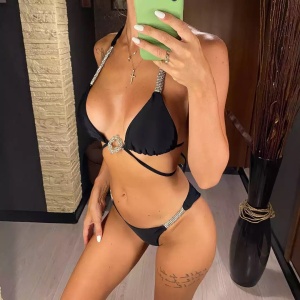 Costum de baie 2 piese cu cristale decorative #ZZ2907 - Img 5