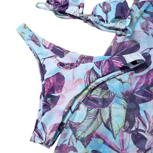 Costum de baie 3 piese cu fusta, imprimeu floral, multicolor #ZZ3932 - Img 5