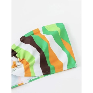 Costum de baie 3 piese cu fusta midi, sutien cu prindere dupa gat, multicolor #ZZ3942 - Img 4