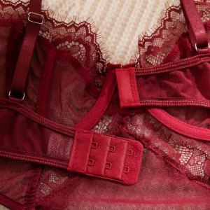 Set lenjerie intima sexy cu body si manusi lungi , visiniu, 2 piese #ZZ4291 - Img 11