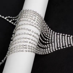 Body chain tip slip argintiu cu cristale #ZZ4443 - Img 4