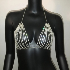 Body chain tip sutien cu cristale, argintiu #ZZ4535 - Img 9