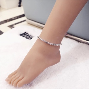 Bratara pentru picior cu cristale transparente, argintiu #ZZ4962 - Img 2