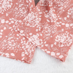 Compleu cu bluza, bustiera si pantaloni lungi, motive florale, roz/alb, 3 piese #ZZ6007 - Img 9