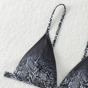 Costum de baie 2 piese cu imprimeu sarpe in degrade, negru #ZZ2859 - Img 5