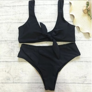 Costum de baie 2 piese, slip cu talie inalta, negru #ZZ2811 - Img 2