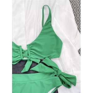 Costum de baie 2 piese, slip cu talie inalta, verde #ZZ2891 - Img 4