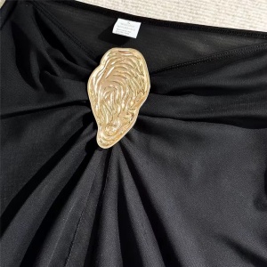 Costum de baie 3 piese cu fusta lungă și catarame metalice decorative , negru #ZZ3017 - Img 10