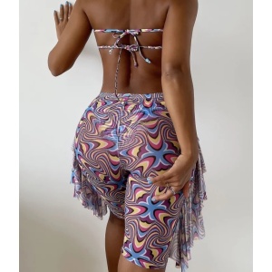Costum de baie 3 piese cu pantaloni scurti, multicolor #ZZ3979 - Img 3
