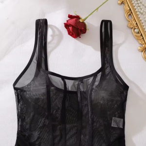 Set lenjerie intima sexy cu corset, portjartier si ciorapi, 3 piese, negru, #ZZ4528 - Img 8