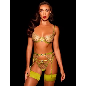Set lenjerie intima sexy cu lantisoare si cristale decorative, verde, 3 piese#ZZ4326 - Img 8
