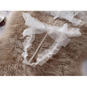 Set lenjerie intima sexy din tul cu decupaje si perle decorative, alb, 2 piese #ZZ4214 - Img 12