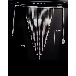 Accesoriu body chain sexy cu cristale pentru talie, reglabil, argintiu #ZZ4157 - Img 5