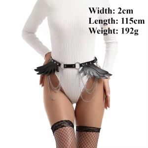 Accesoriu sexy tip ham din piele ecologica si lant, negru #ZZ4290 - Img 5