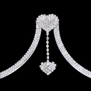 Body chain cu cristale pentru decolteu cu inimioare decorative, argintiu #ZZ4338 - Img 10