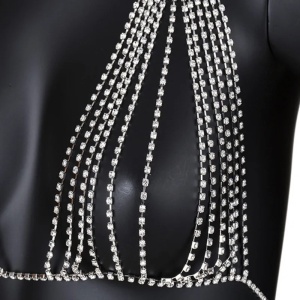 Body chain tip sutien cu cristale, argintiu #ZZ4535 - Img 10