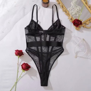 Body tanga sexy din dantela, cu decoletu si spatele gol, negru, #ZZ4149 - Img 10