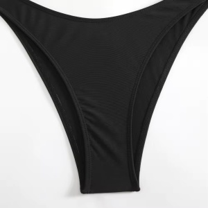 Costum de baie 2 piese, sutien decoltat cu sarme de sustinere, negru #ZZ2057 - Img 8