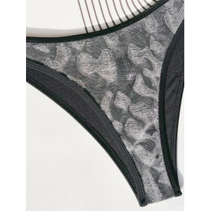 Costum de baie 2 piese texturat cu sclipici, negru/argintiu #ZZ2758 - Img 5