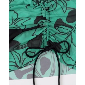 Costum de baie 3 piese cu fusta scurta, negru/ verde #ZZ3981 - Img 4