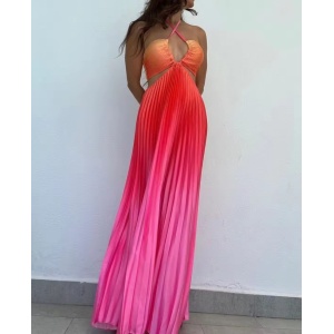 Rochie lungă sexy de plajă, plisată, cu decupaje, multicolor #ZZ1101 - Img 7