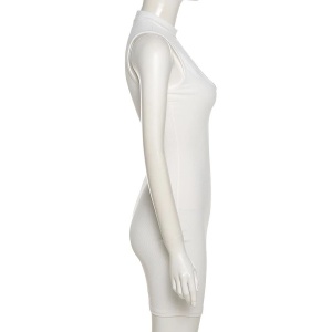 Rochie scurta sexy, elastica, reiata, alb #ZZ1978 - Img 6