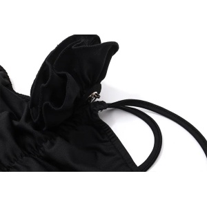 Rochie sexy lunga mulata, dupa gat, cu trandafir decorativ detasabil, negru #ZZ1046 - Img 12