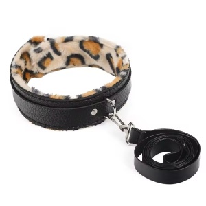 Set accesorii sexy din piele ecologica, negru/ leopard print , 7 piese #ZZ4460 - Img 2
