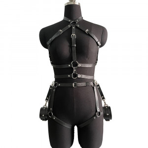 Set accesorii sexy tip ham din piele ecologica, cu catuse, negru, 3 piese #ZZ4357 - Img 10