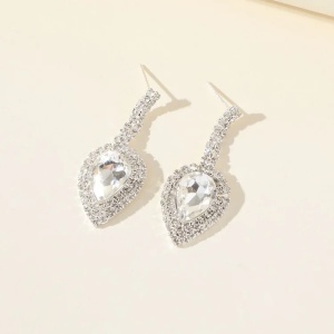 Set colier si cercei cu cristale transparente, argintiu #ZZ4538 - Img 10
