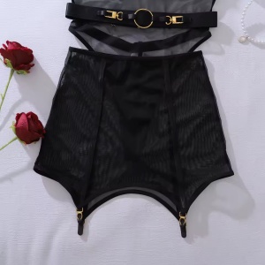 Set lenjerie intima sexy cu body si fusta, negru, 3 piese #ZZ4105 - Img 9