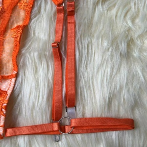 Set lenjerie intima sexy din dantela cu broderie, portocaliu, 5 piese #ZZ4321 - Img 10