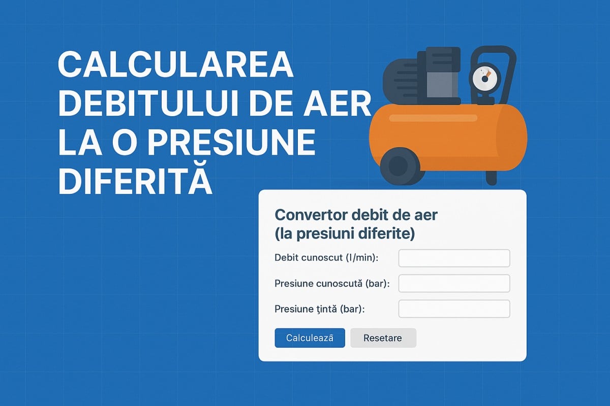 Calculul debitului de aer furnizat de un compresor la presiuni diferite