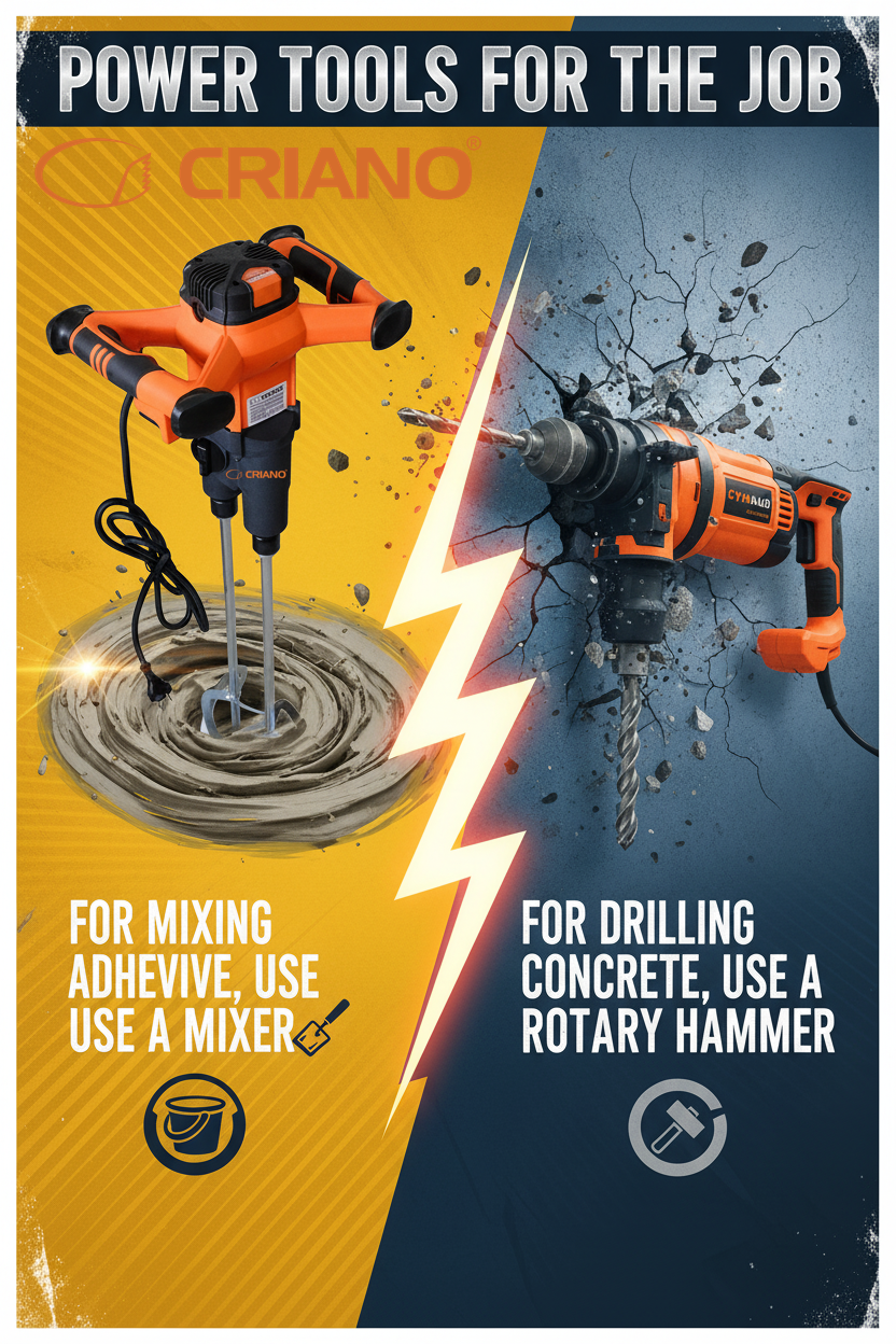 Pot folosi palete de amestecator / malaxor / mixer cu rotopercutor pentru a amesteca adeziv ?