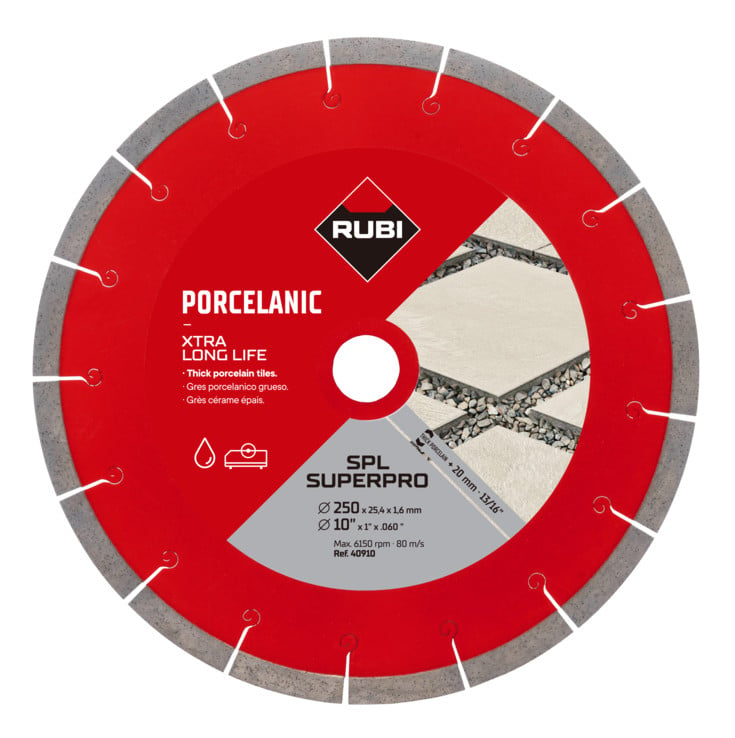 Disc diamantat pt. Ceramica dura, portelan gros >2cm pt. terase, 250x25.4 (mm), SPL 250 EXT SuperPro - RUBI-40910