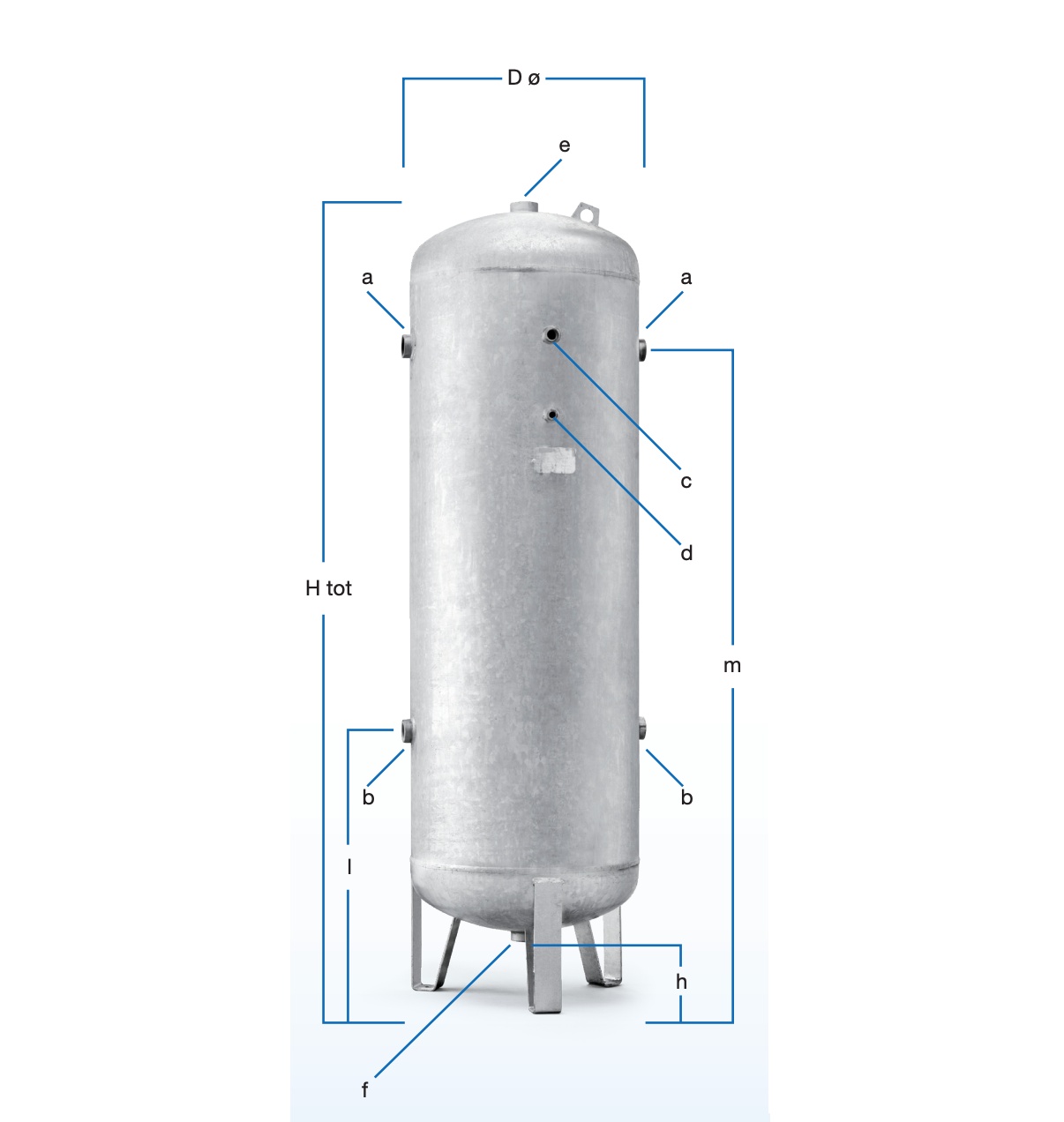 Rezervor vertical vopsit Vitroflex - 900 litri, max. 11 bari - ABAC-V900-11B-VITROFLEX - 2 | YEO