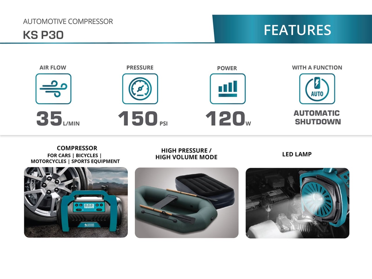 Compresor de aer auto - Konner & Sohnen - KS P30 - 4 | YEO