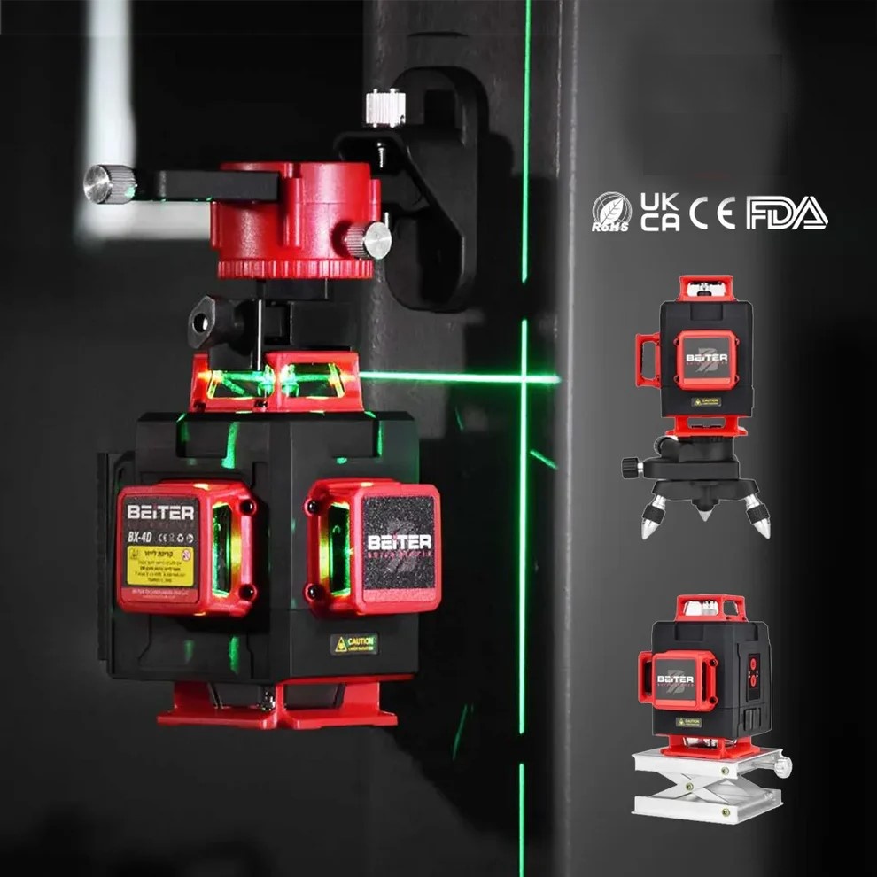 Nivela Laser Verde 4D - 360°, pentru pardoseli si tavan, raza de actiune 30m - Beiter BX-4D - 1 | YEO