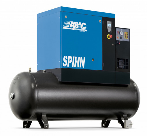 Compresor de aer profesional cu surub - 7.5 kW, 996 L/min, 10 bari - Rezervor 500 Litri - ABAC-SPINN-7.5E-500L-10bar