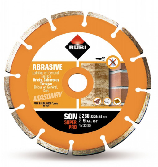 Disc diamantat pt. materiale abrazive 230mm, SON 230 SuperPro - RUBI-32908